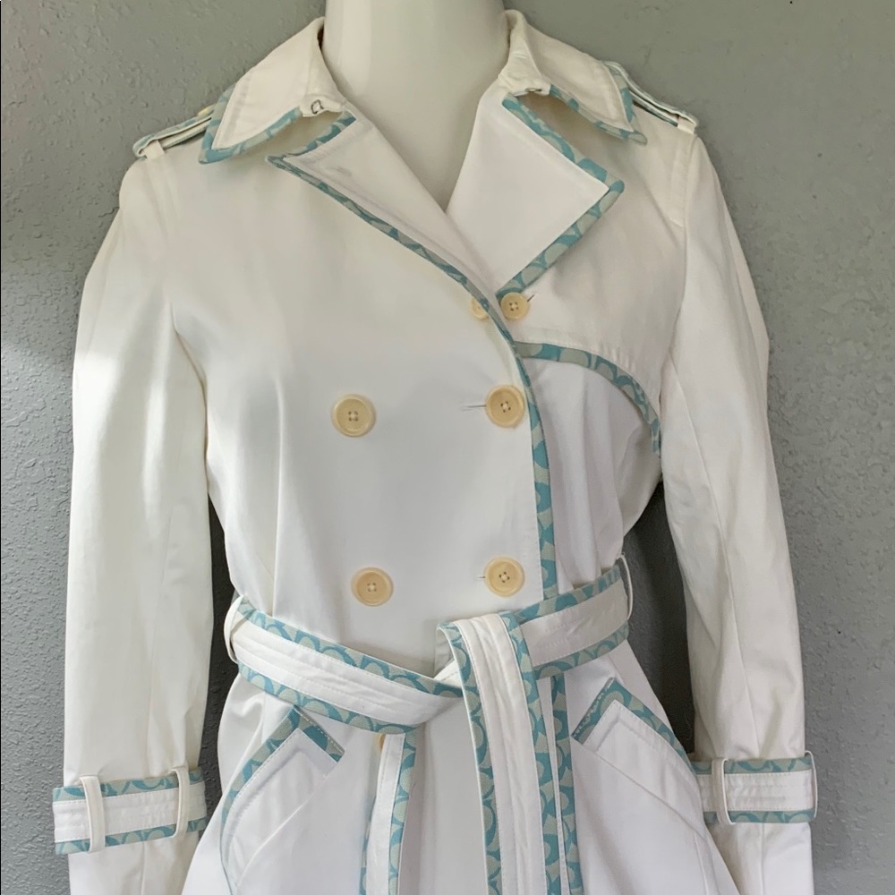White COACH Trench/ Spring Coat With Blue Lining